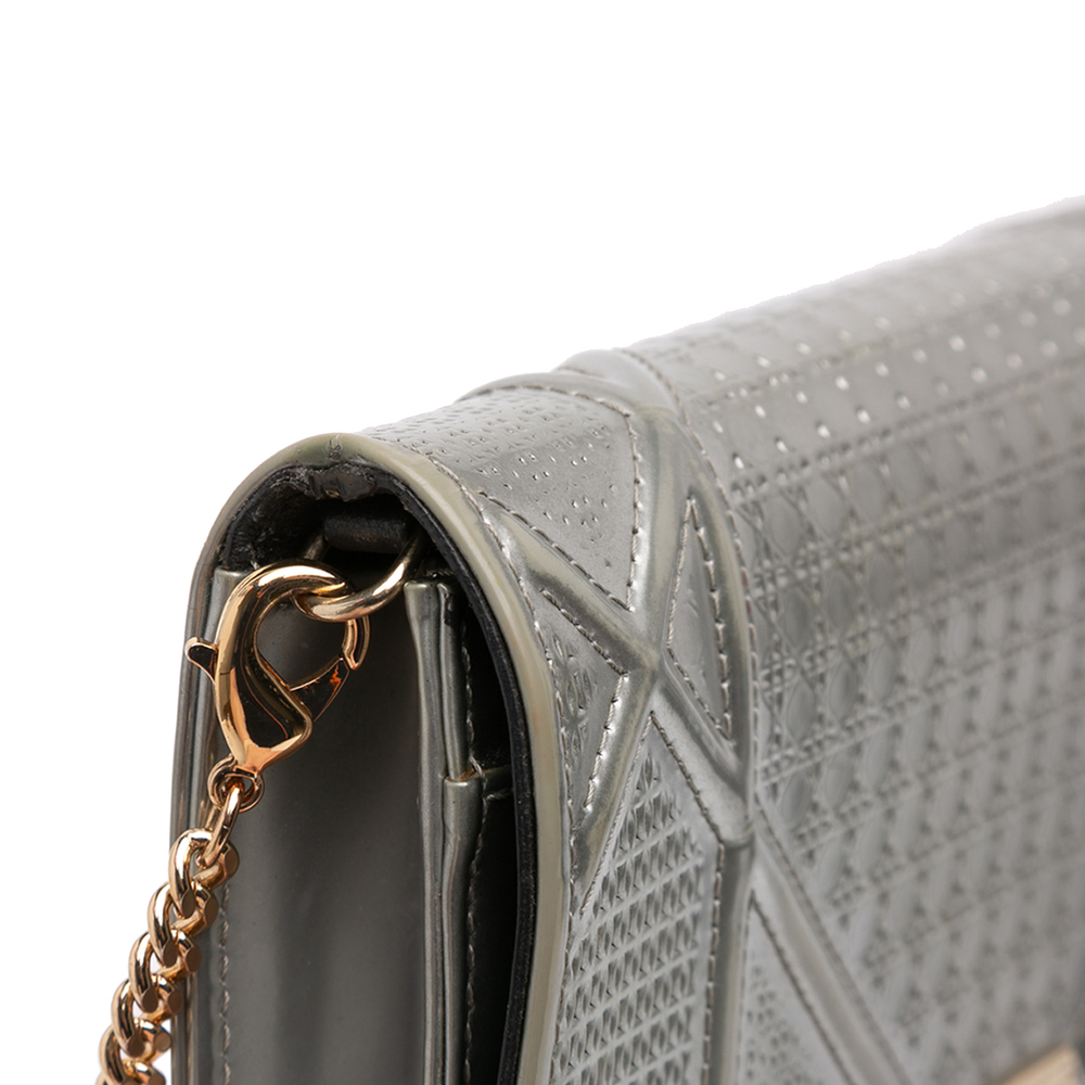 Pre-Loved Dior Metallic Patent Microcannage Diorama Wallet on Chain - Picture 9 of 11
